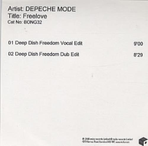 Depeche Mode Freelove - Deep Dish CD-R acetate UK DEPCRFR205979