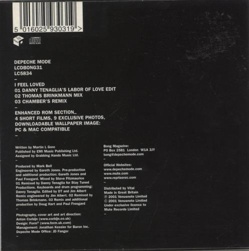 Depeche Mode I Feel Loved - Enhanced CD single (CD5 / 5") UK DEPC5IF240709