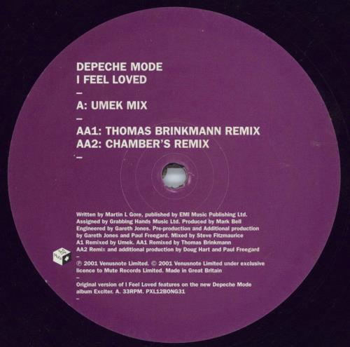 Depeche Mode I Feel Loved 12" vinyl single (12 inch record / Maxi-single) UK DEP12IF190292