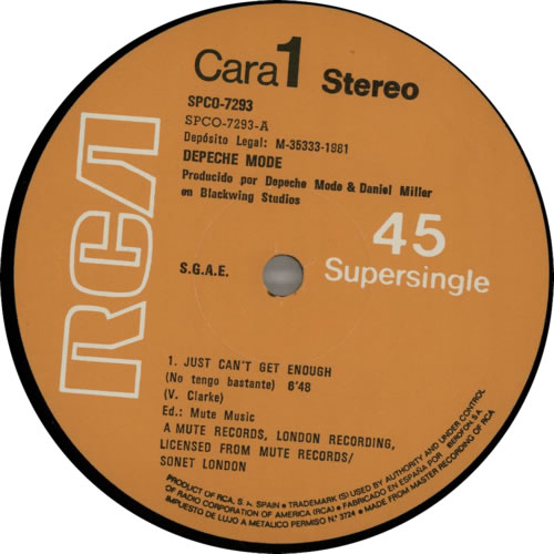 Depeche Mode Just Can't Get Enough + Unique P/S 12" vinyl single (12 inch record / Maxi-single) Spanish DEP12JU379965