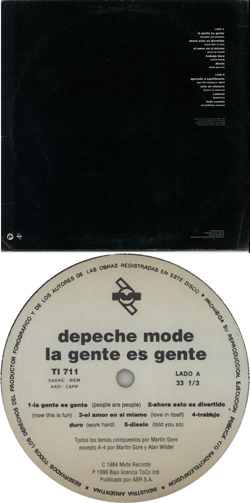 Depeche Mode La Gente Es Gente - People Are People vinyl LP album (LP record) Argentinean DEPLPLA233749