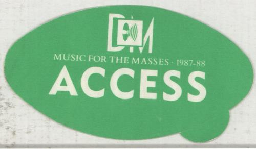 Depeche Mode Music For The Masses 1987-88 Pass - Green Oval memorabilia UK DEPMMMU874854