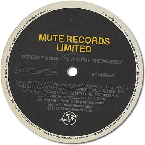 Depeche Mode Music For The Masses vinyl LP album (LP record) Brazilian DEPLPMU286344