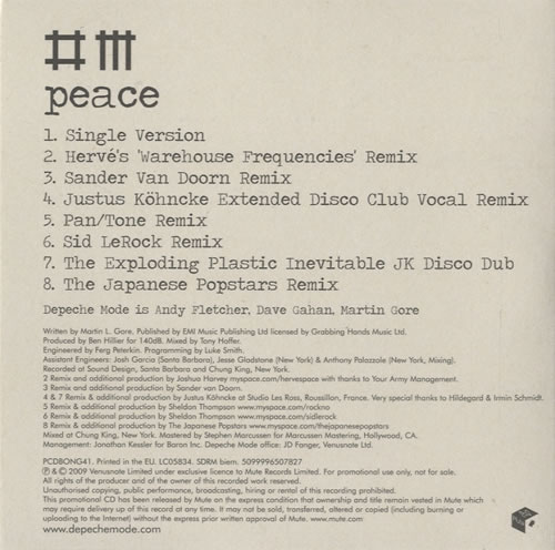 Depeche Mode Peace - Club Promo CD single (CD5 / 5") UK DEPC5PE474184