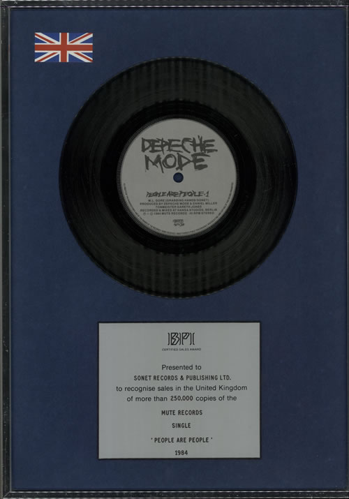 Depeche Mode People Are People award disc UK DEPAWPE579254