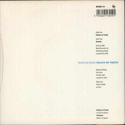 Depeche Mode Policy Of Truth 7" vinyl single (7 inch record / 45) UK DEP07PO46341