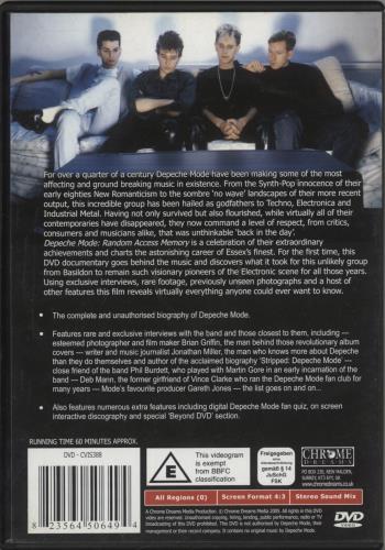 Depeche Mode Random Access Memory DVD UK DEPDDRA874479