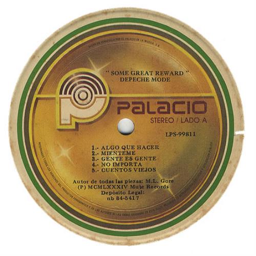 Depeche Mode Some Great Reward vinyl LP album (LP record) Venezuelan DEPLPSO370460