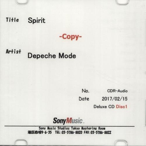 Depeche Mode Spirit - Two Discs CD-R acetate Japanese DEPCRSP701394