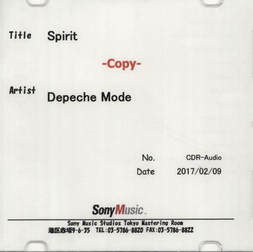 Depeche Mode Spirit CD-R acetate Japanese DEPCRSP701392