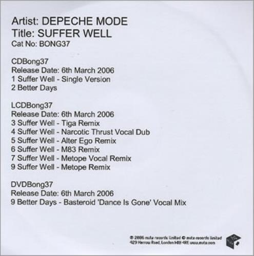 Depeche Mode Suffer Well CD-R acetate UK DEPCRSU355412