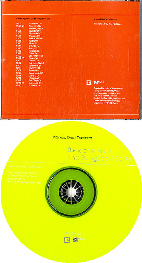 Depeche Mode The Singles 86>98: Interview Disc/transcript CD album (CDLP) US DEPCDTH126245