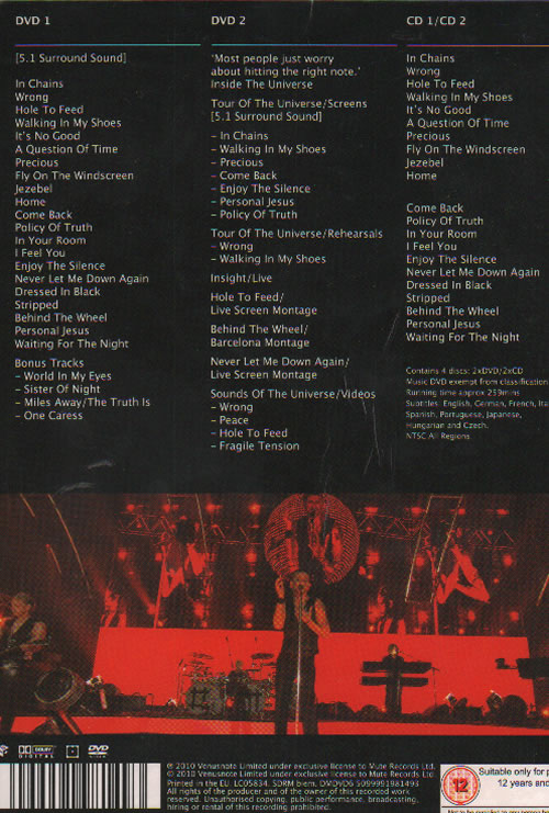 Depeche Mode Tour Of The Universe - Live In Barcelona 2-disc CD/DVD set UK DEP2DTO520271