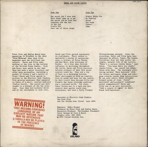 Derek And Clive Derek And Clive Live vinyl LP album (LP record) UK D/CLPDE240234