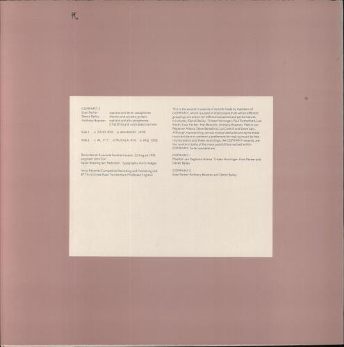 Derek Bailey Company 2 - EX vinyl LP album (LP record) UK EZ1LPCO851045