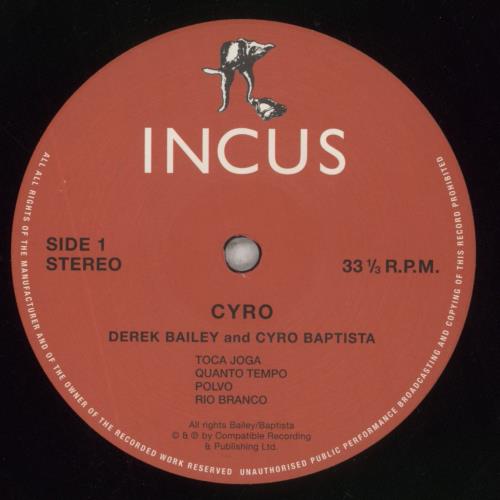 Derek Bailey Cyro 2-LP vinyl record set (Double LP Album) UK EZ12LCY855875