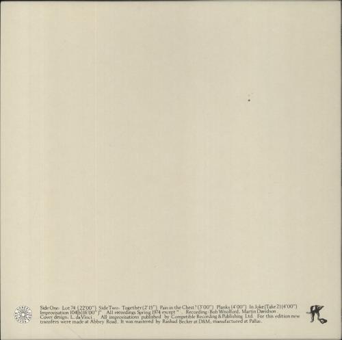 Derek Bailey Lot 74 - Solo Improvisations vinyl LP album (LP record) UK EZ1LPLO855876