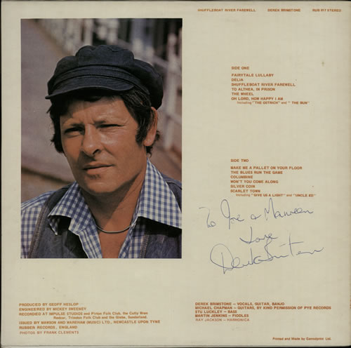 Derek Brimstone Shuffleboat River Farewell - Autographed vinyl LP album (LP record) UK H13LPSH634217