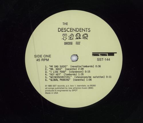 Descendents Bonus Fat - Light Green labels vinyl LP album (LP record) US DECLPBO783863