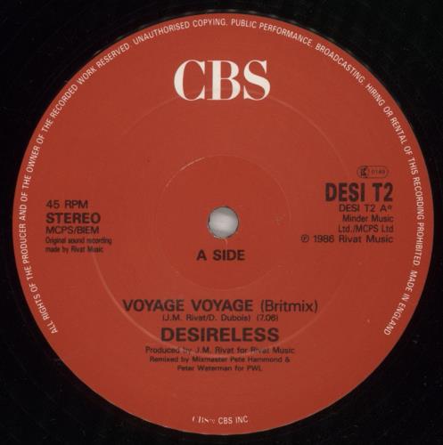 Desireless Voyage Voyage 12" vinyl single (12 inch record / Maxi-single) UK DES12VO15797