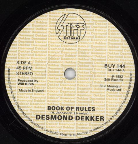 Desmond Dekker Book Of Rules 7" vinyl single (7 inch record / 45) UK DDK07BO646424
