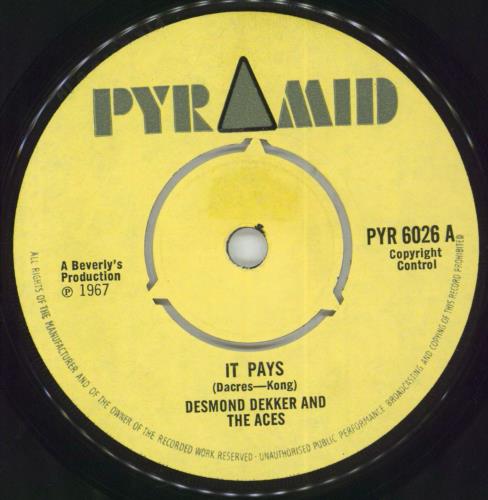 Desmond Dekker It Pays 7" vinyl single (7 inch record / 45) UK DDK07IT850779