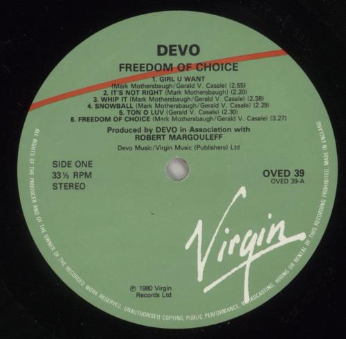 Devo Freedom Of Choice vinyl LP album (LP record) UK DVOLPFR723071