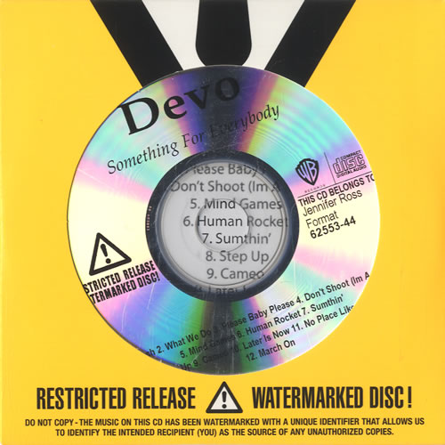 Devo Something For Everybody CD-R acetate US DVOCRSO519289