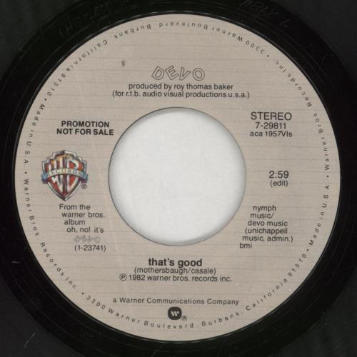 Devo That's Good 7" vinyl single (7 inch record / 45) US DVO07TH858073