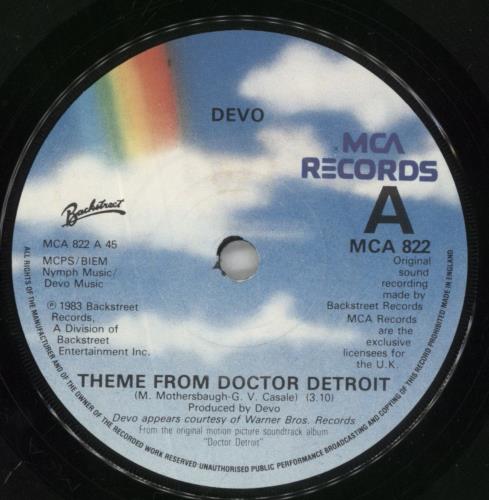 Devo Theme From Doctor Detroit 7" vinyl single (7 inch record / 45) UK DVO07TH858066