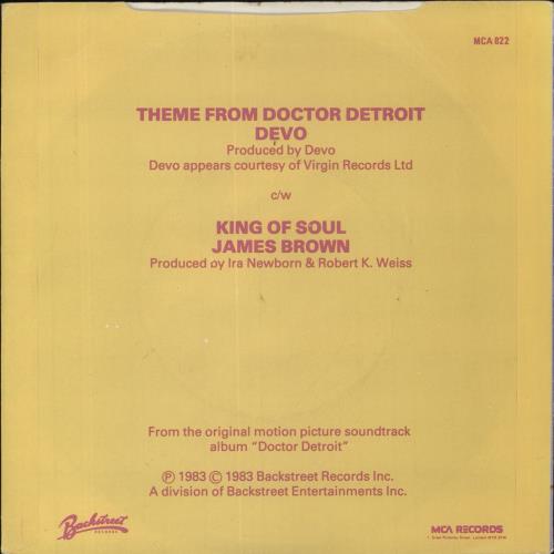 Devo Theme From Doctor Detroit 7" vinyl single (7 inch record / 45) UK DVO07TH858066