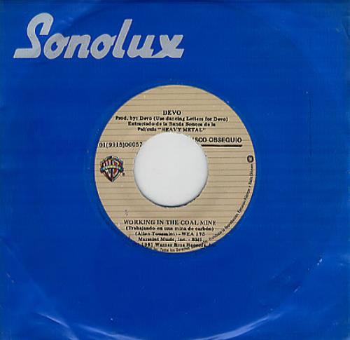 Devo Working In The Coal Mine - Blue Vinyl 7" vinyl single (7 inch record / 45) Colombian DVO07WO347797
