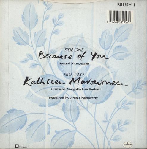 Dexys Midnight Runners Because Of You - Dexys Main Artist Sleeve 7" vinyl single (7 inch record / 45) UK DEX07BE347699