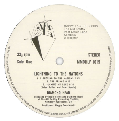 Diamond Head Lightning To The Nations - Printed labels/Autographed vinyl LP album (LP record) UK DIHLPLI439443