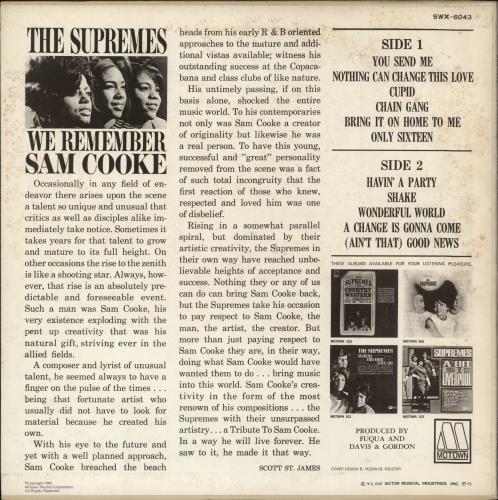 Diana Ross & The Supremes We Remember Sam Cooke vinyl LP album (LP record) Japanese D/SLPWE873583