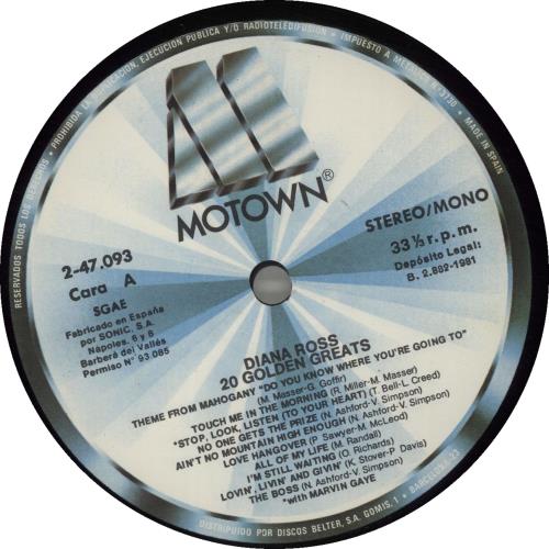 Diana Ross 20 Golden Greats vinyl LP album (LP record) Spanish DIALPGO678889