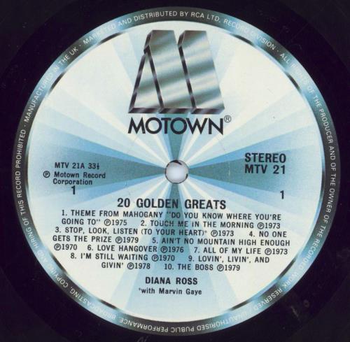Diana Ross 20 Golden Greats vinyl LP album (LP record) UK DIALPGO816673