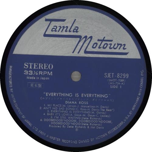 Diana Ross Everything Is Everything vinyl LP album (LP record) Japanese DIALPEV698386