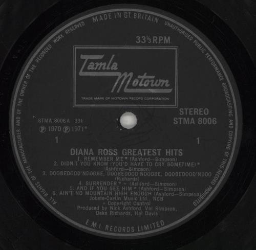 Diana Ross Greatest Hits vinyl LP album (LP record) UK DIALPGR45499