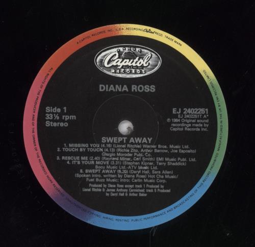 Diana Ross Swept Away vinyl LP album (LP record) US DIALPSW779841