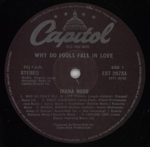 Diana Ross Why Do Fools Fall In Love + Hype-Sticker vinyl LP album (LP record) UK DIALPWH872064