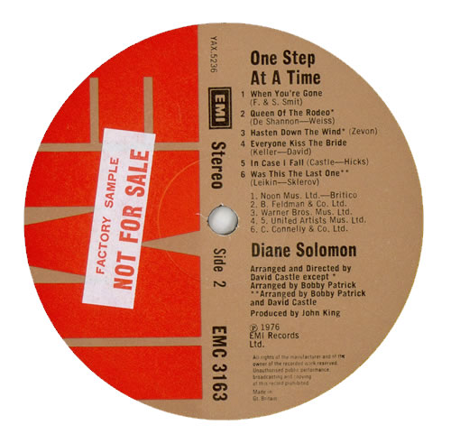 Diane Solomon One Step At A Time - Factory Sample vinyl LP album (LP record) UK DMVLPON476070