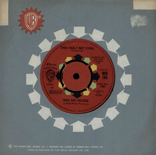 Dick And Deedee Thou Shalt Not Steal 7" vinyl single (7 inch record / 45) UK EJC07TH570783