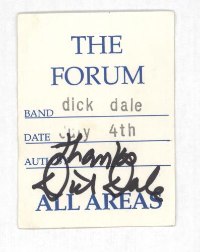 Dick Dale The Forum - Autographed tour pass UK DKDTPTH732182