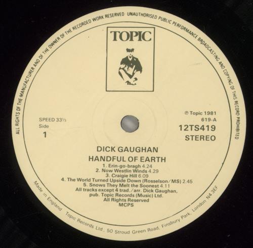 Dick Gaughan Handful Of Earth vinyl LP album (LP record) UK DJZLPHA542810