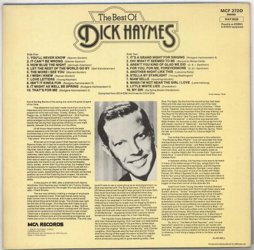Dick Haymes The Best Of vinyl LP album (LP record) UK DSVLPTH736995