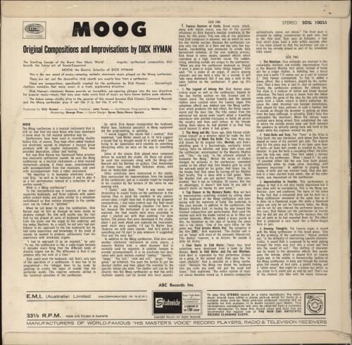 Dick Hyman Moog - The Electric Eclectics Of Dick Hyman vinyl LP album (LP record) Australian HYMLPMO809275