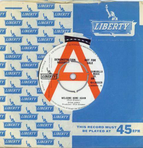Dick Lory Welcome Home Again 7" vinyl single (7 inch record / 45) UK ZKC07WE815592
