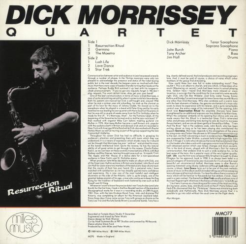 Dick Morrissey Resurrection Ritual vinyl LP album (LP record) UK 0DMLPRE745532