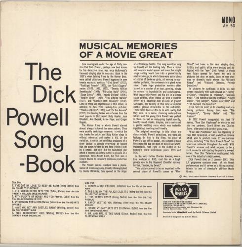 Dick Powell The Dick Powell Song Book vinyl LP album (LP record) UK EKCLPTH691518